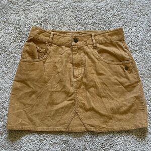 Roxy Women’s Tan Camel Corduroy Mini Skirt Size Small Y2K 90s Pockets
